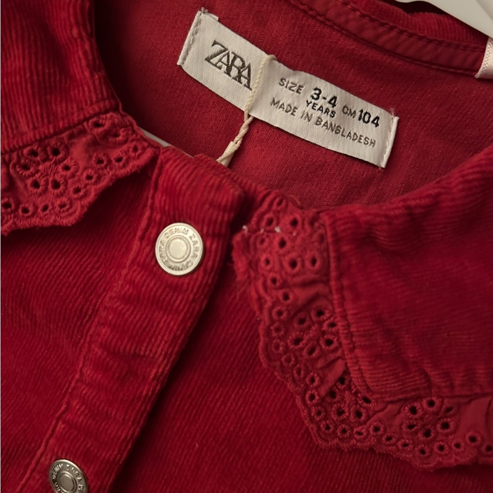 Zara red corduroy holiday Christmas dress 3/4y - Picture 6 of 6